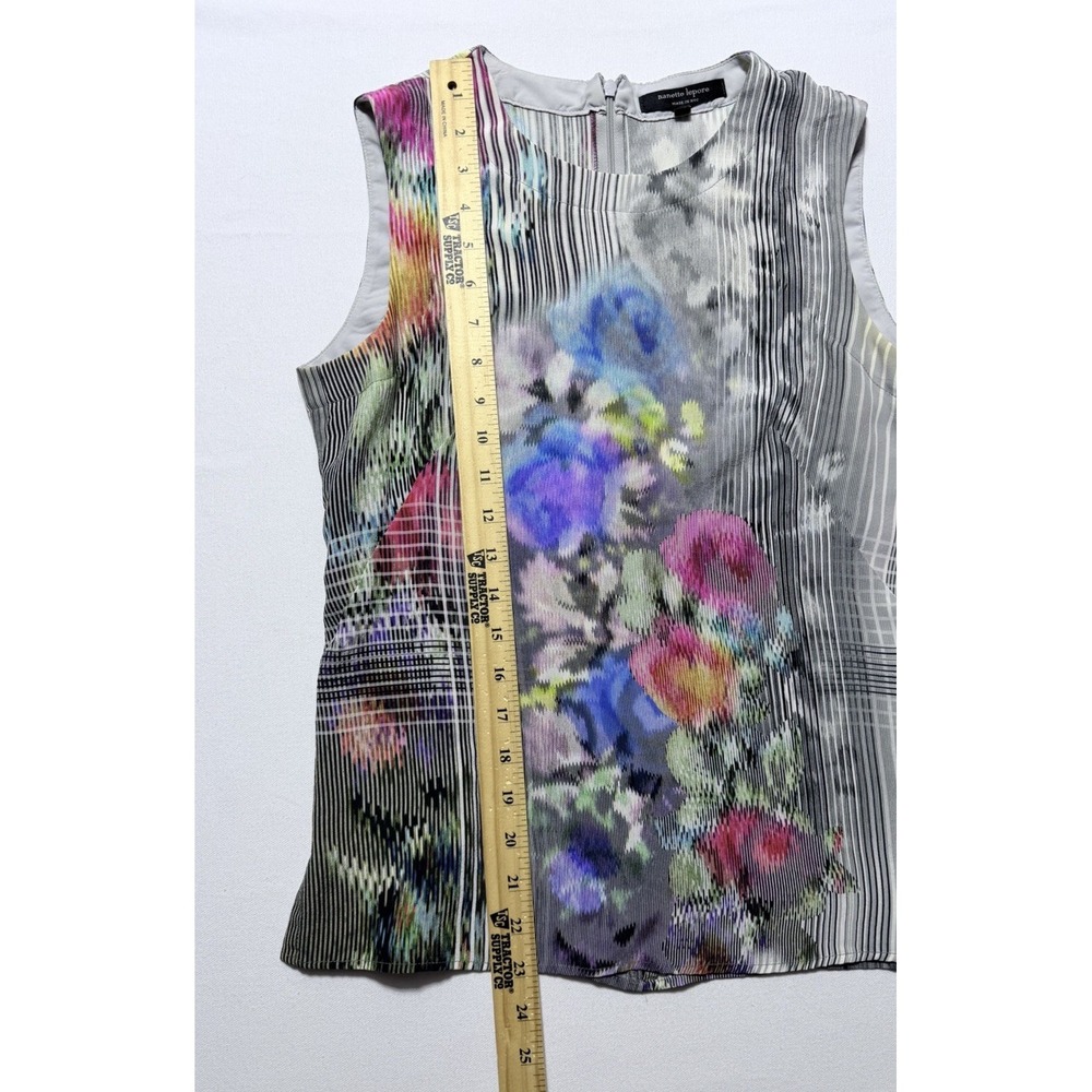 Nanette Lepore Silk Blouse Women 4 Multi Color Good Floral Artistic Sleeveless - Picture 6 of 11